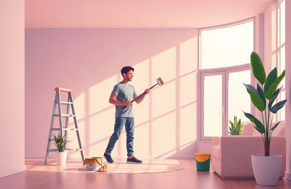 Intérieur rénové après travaux de peinture au Chambon-Feugerolles